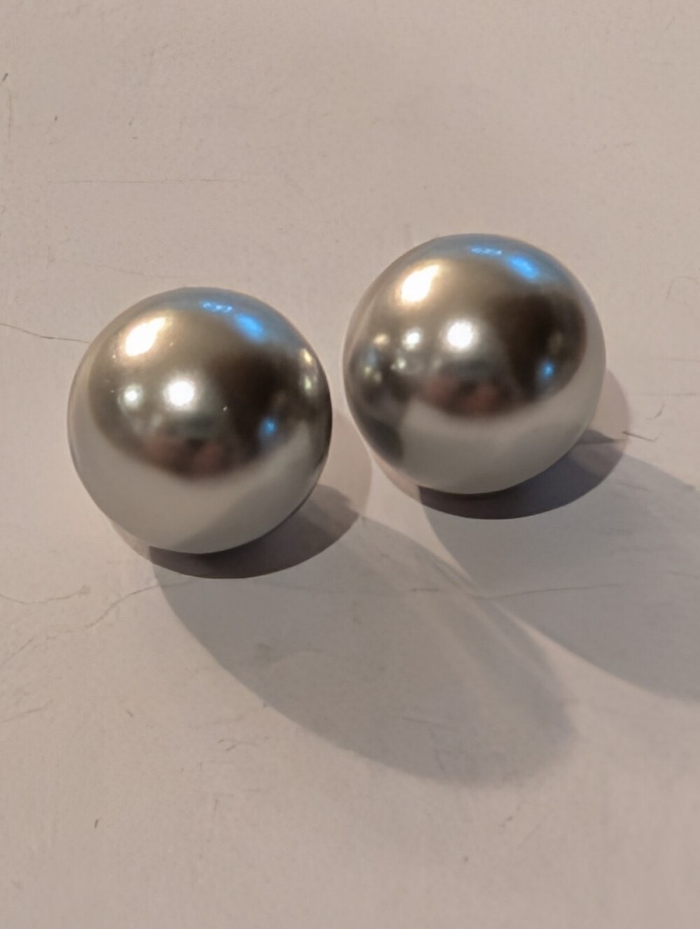 Sterling Pearl Earrings Gray Silver Color Big Pearls
